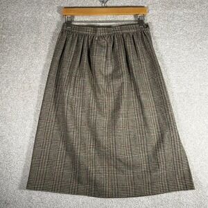 Women's true vintage 70s Jantzen brown plaid midi coquette skirt Size 14